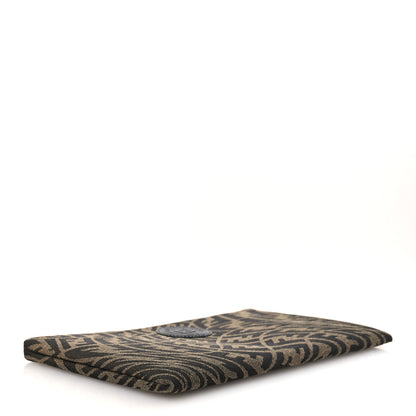 Fendi X SARAH COLEMAN Fabric Jacquard Vitello King FF Vertigo Medium Flat Pouch Tobacco Moro Black 4 of 9