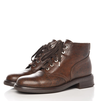 Chanel Calfskin Lace Up CC Short Boots 42 Dark Brown 3 of 11