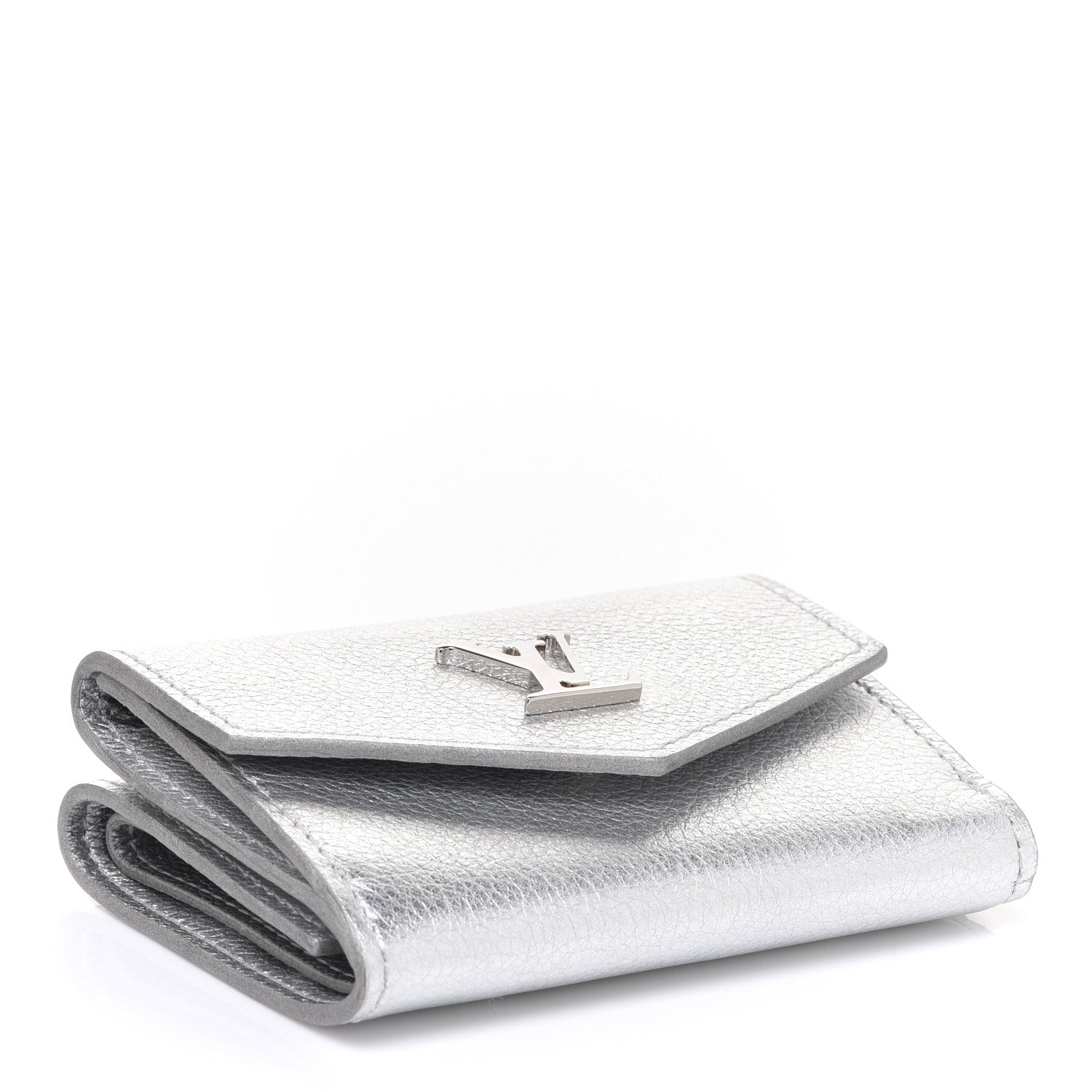 Louis Vuitton Metallic Calfskin Lockmini Wallet Silver 4 of 6