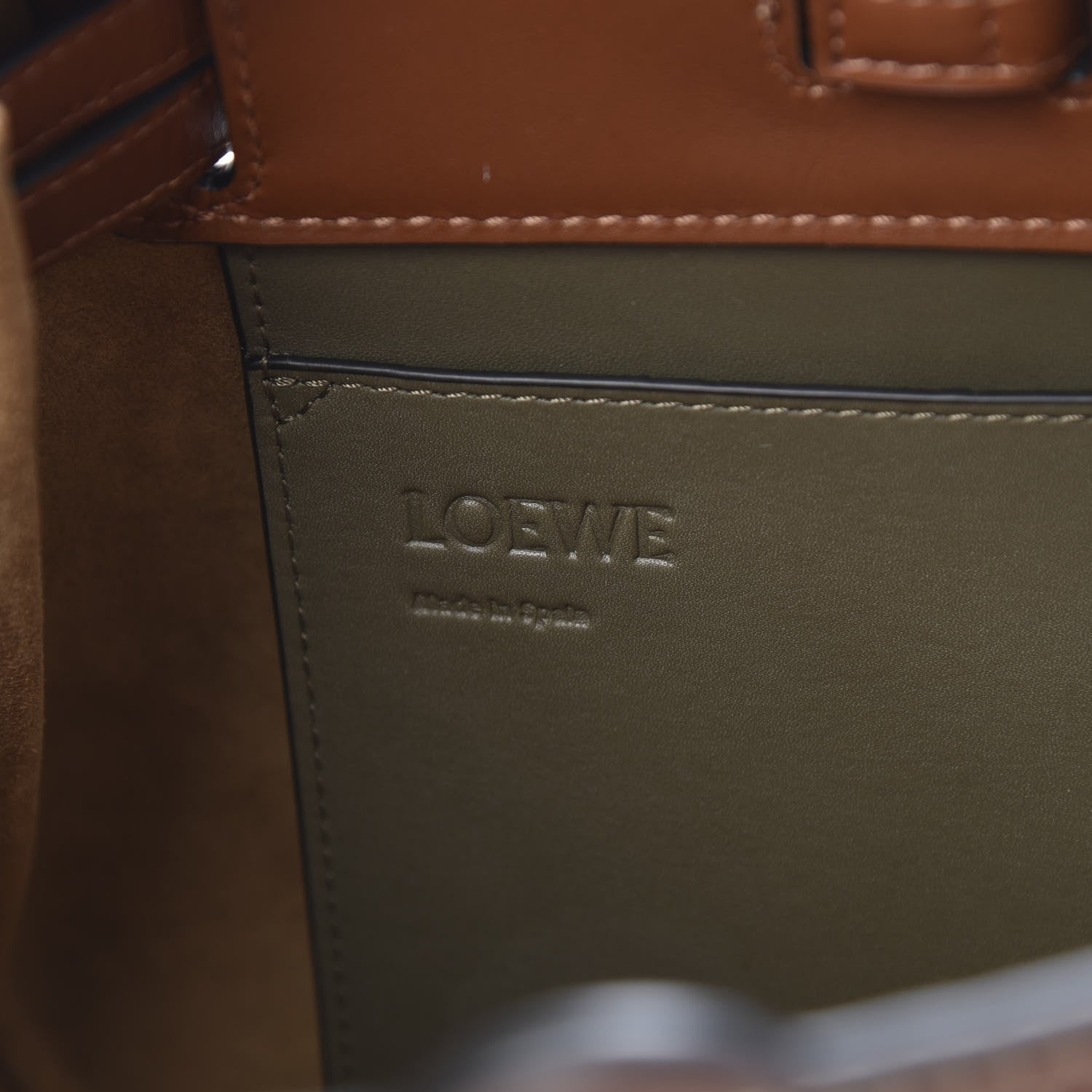 Loewe Calfskin Linen Mini Lazo Tote Khaki Green 7 of 11