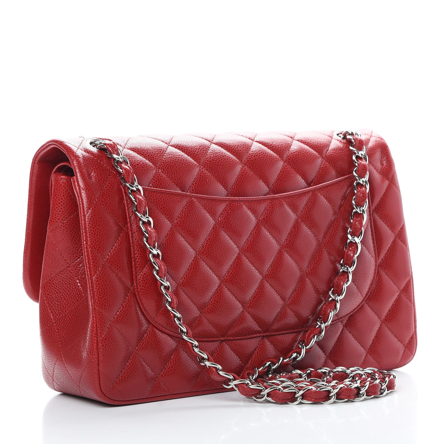 Caviar Quilted Jumbo Double Flap Red