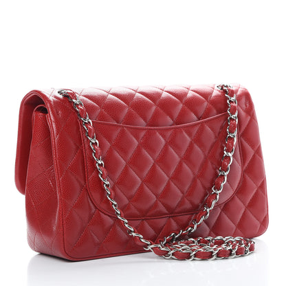 Chanel Caviar Quilted Jumbo Double Flap Red 3 of 13