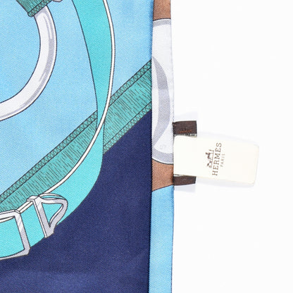 Hermes Silk Eperon D'Or Remix Maxi Twilly Marine Turquoise Vert 4 of 5