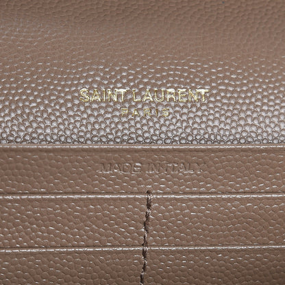 Saint Laurent Grain De Poudre Matelasse Chevron Monogram Chain Wallet Light Taupe 7 of 8