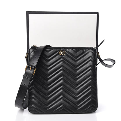 Gucci Calfskin Matelasse GG Marmont Flat Messenger Bag Black 11 of 11