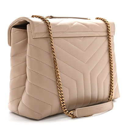 Saint Laurent Calfskin Y Quilted Monogram Medium Loulou Chain Satchel Dark Beige 3 of 12
