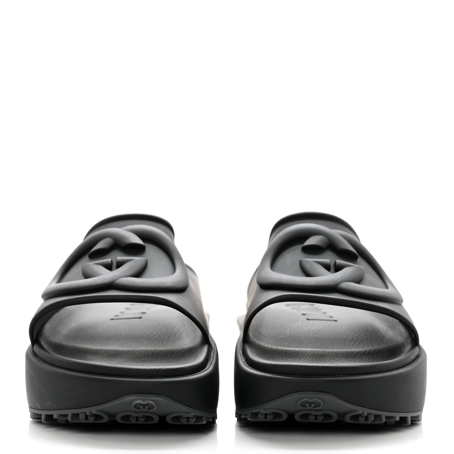 Gucci Soft Rubber Mens Interlocking G Platform 42mm Slide Sandals 10 Black 2 of 11