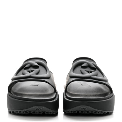 Gucci Soft Rubber Mens Interlocking G Platform 42mm Slide Sandals 10 Black 2 of 11