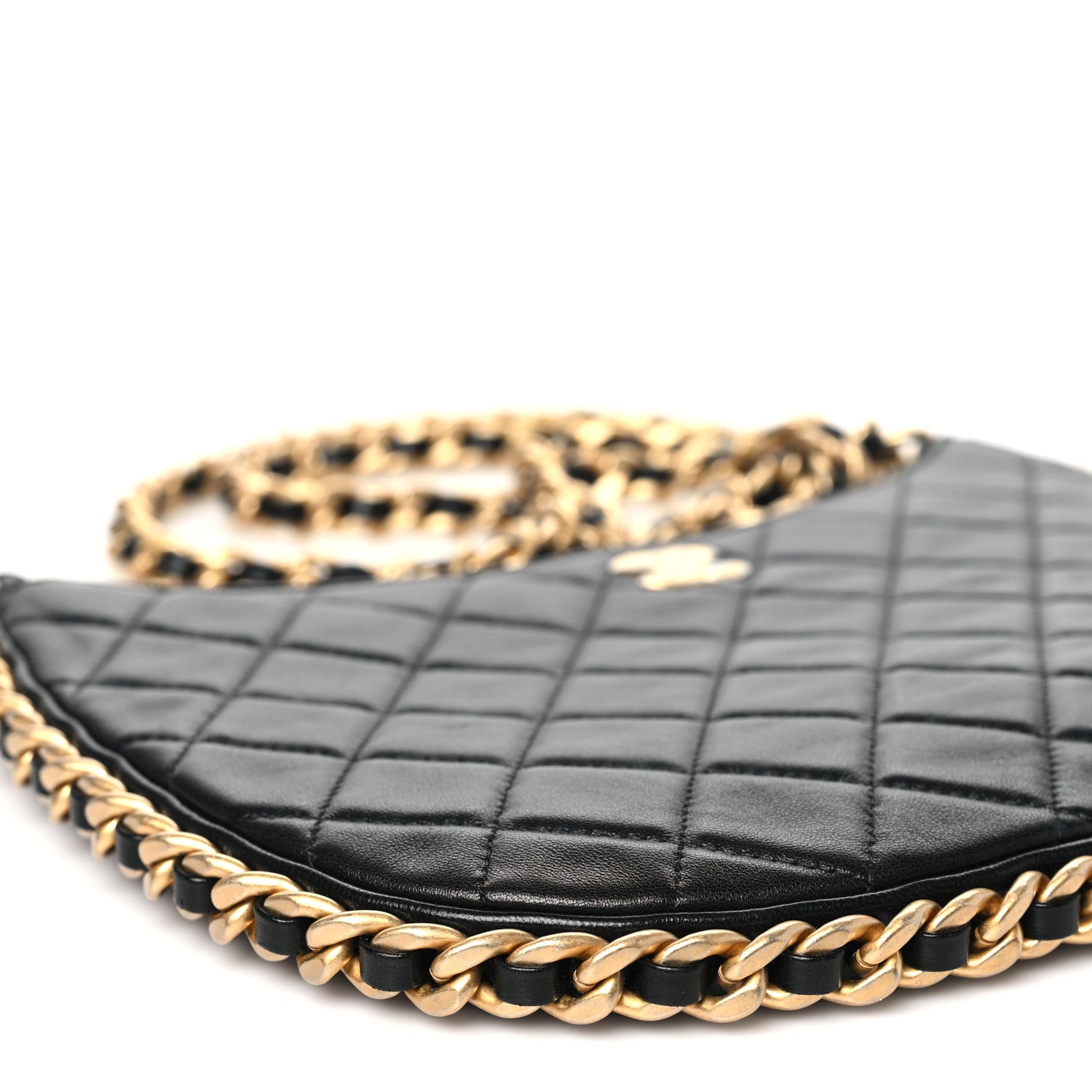 Chanel Shiny Crumpled Lambskin Quilted Large Trendy Chain Around Hobo Black 9 of 11