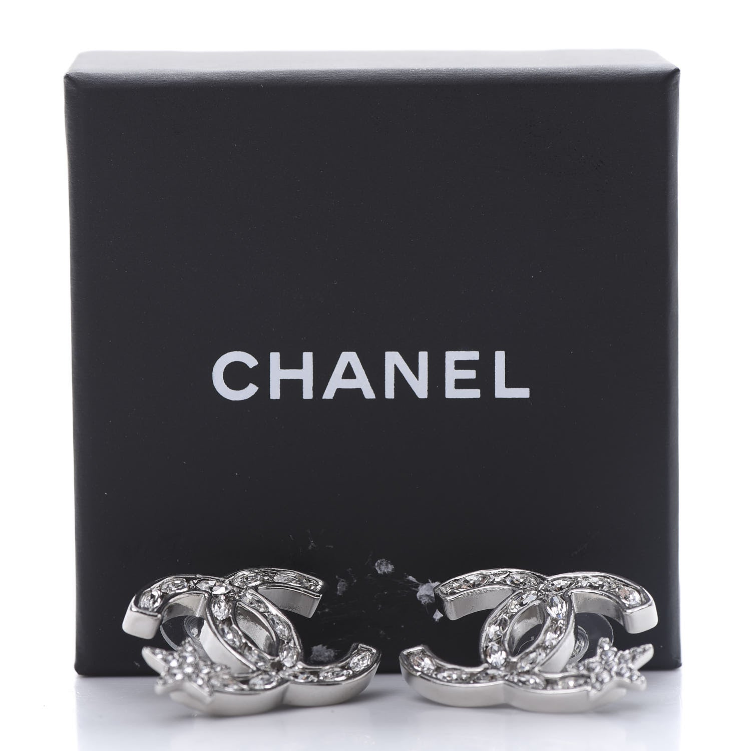 Chanel Crystal CC Starfall Earrings Silver 5 of 5