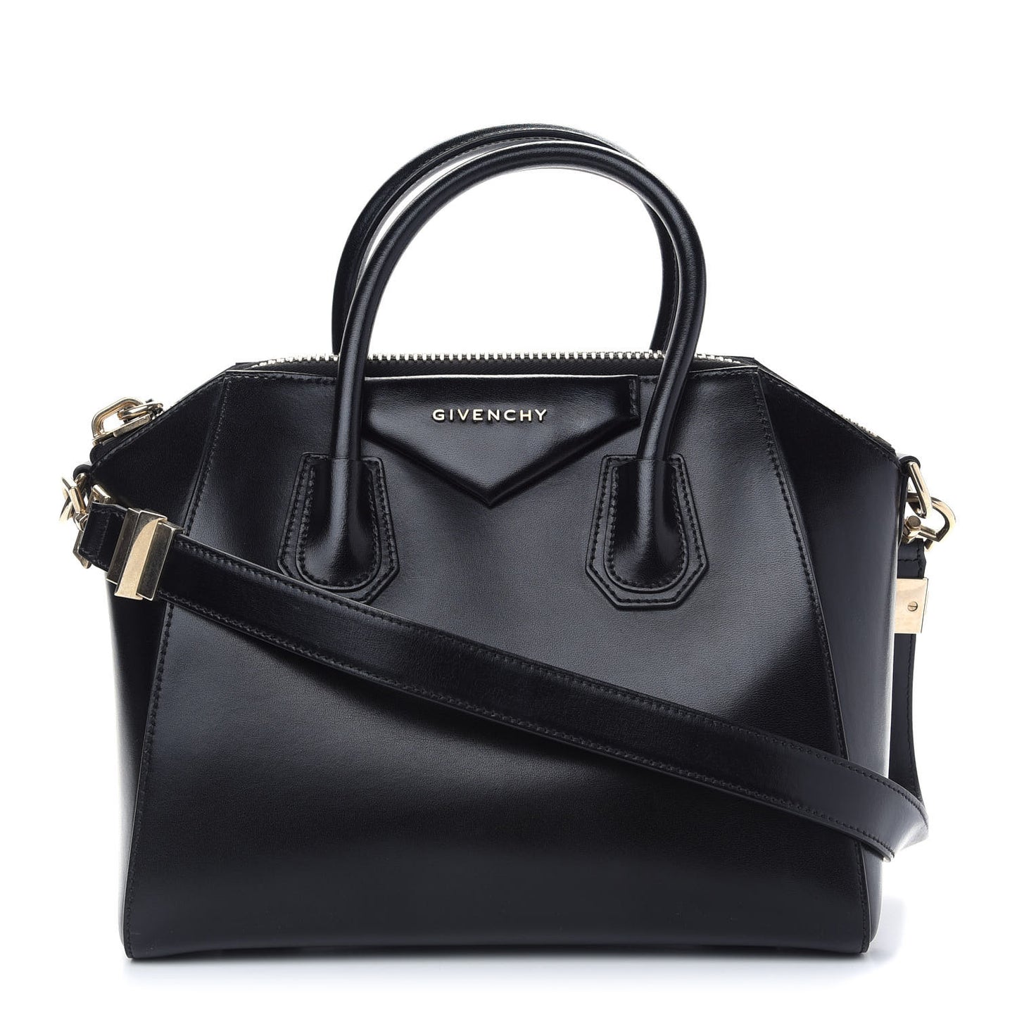 Shiny Lord Calfskin Small Antigona Black