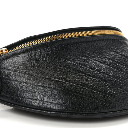 Balenciaga Shiny Goatskin Allover Logo Embossed XXS Souvenir Belt Bag Black 7 of 9