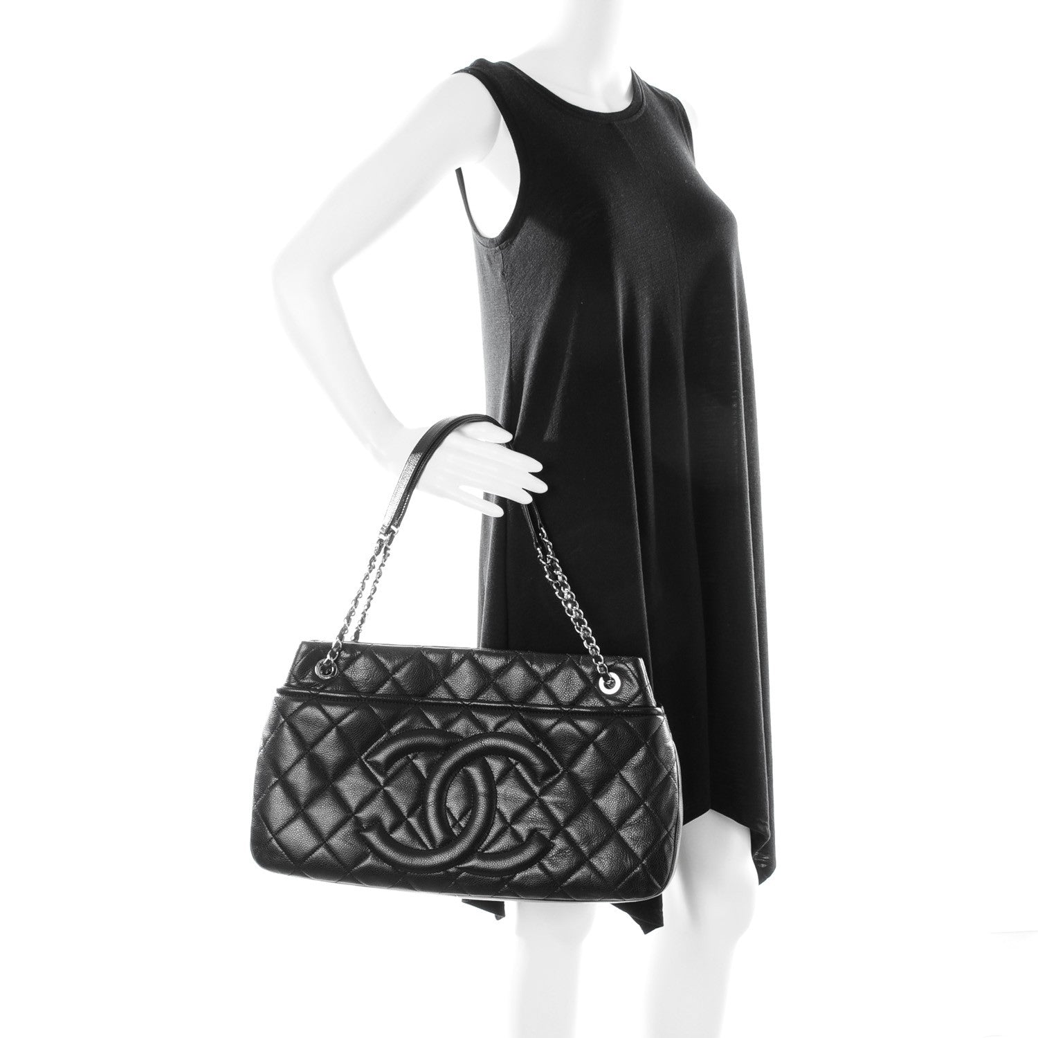 Chanel Caviar Quilted CC Timeless Soft Tote Black 2 of 7