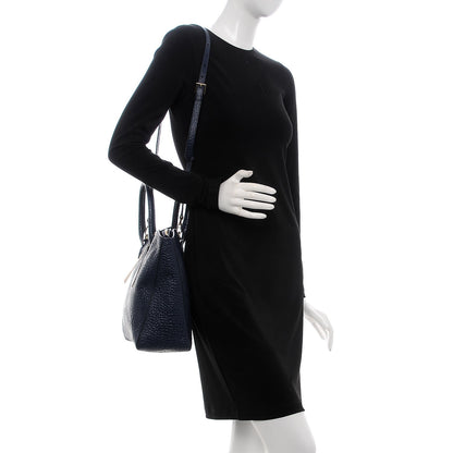 Burberry Heritage Grain Check Embossed Medium Dewsbury Tote Blue Carbon 2 of 8