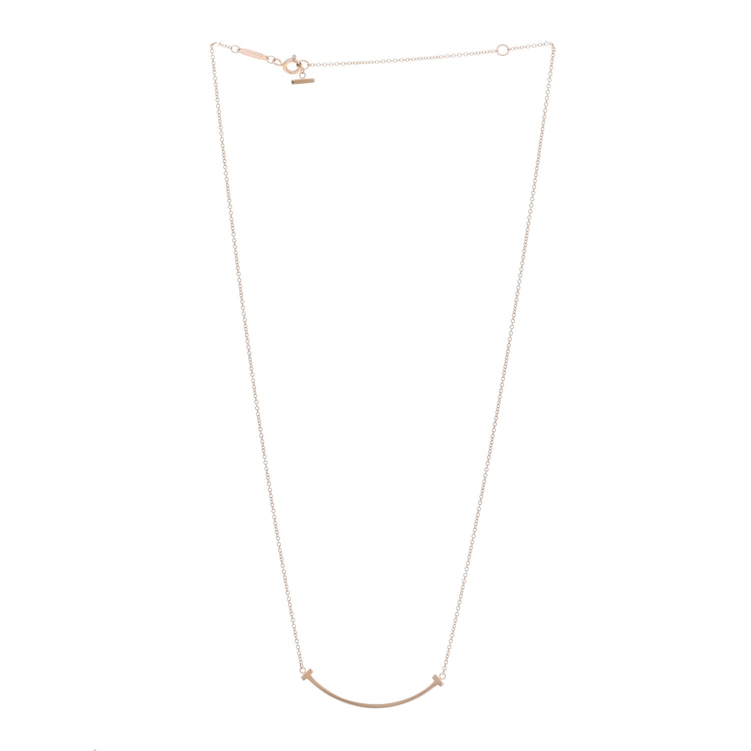 Tiffany 18K Rose Gold Small T Smile Pendant Necklace 3 of 5