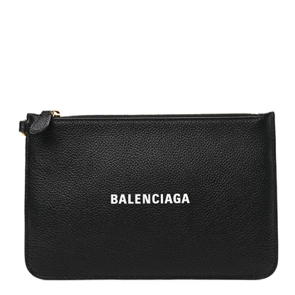 Balenciaga Grained Calfskin Logo Long Coin Card Holder Black 1 of 7