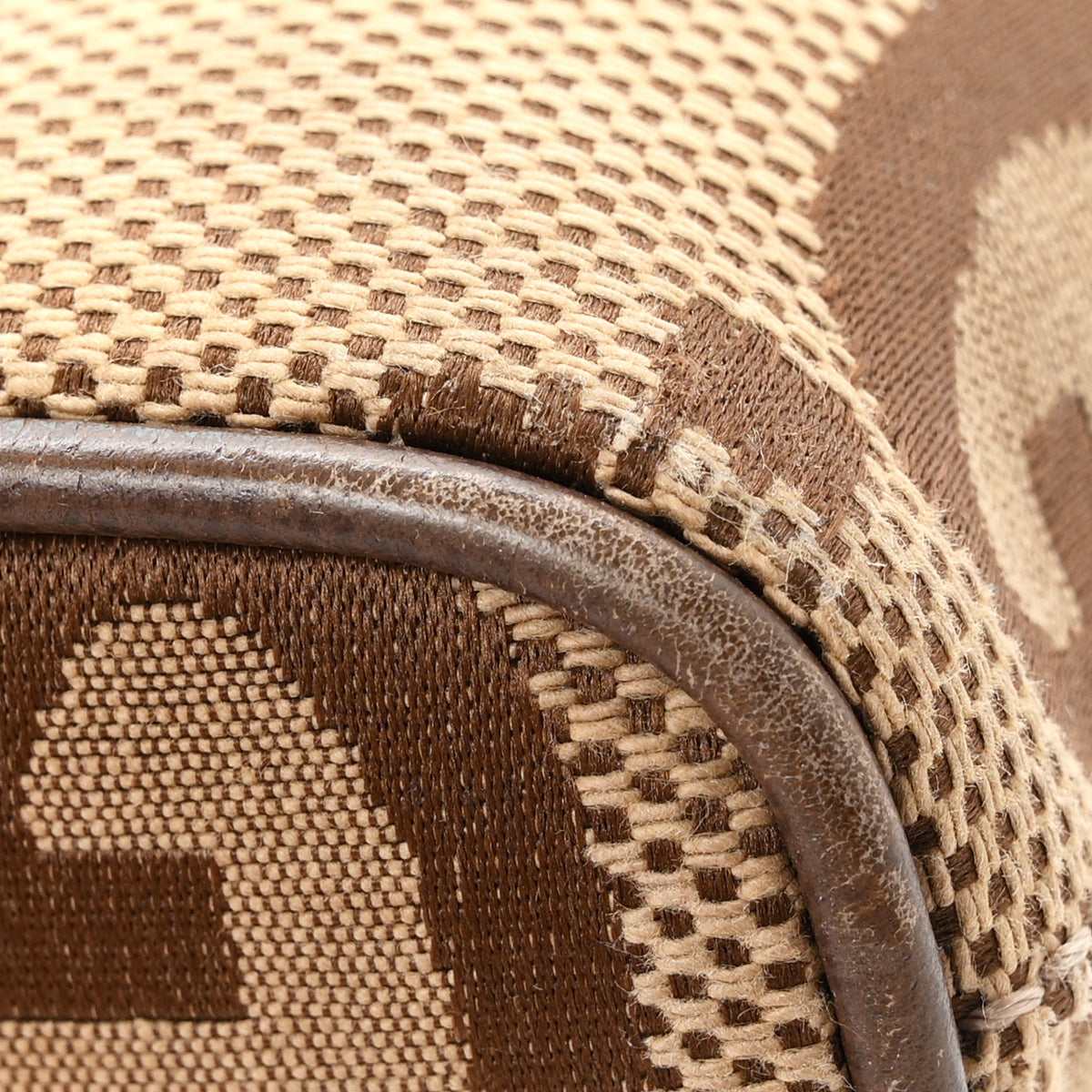 Monogram Jumbo GG Textured Dollar Calfskin Web Wristlet Messenger Bag Camel Ebony New Acero