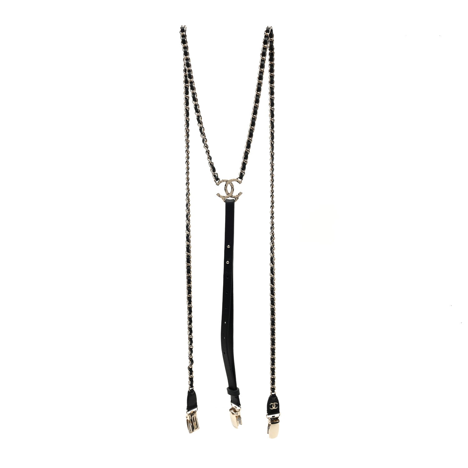 Chanel Calfskin CC Chain Suspenders L Black 2 of 3