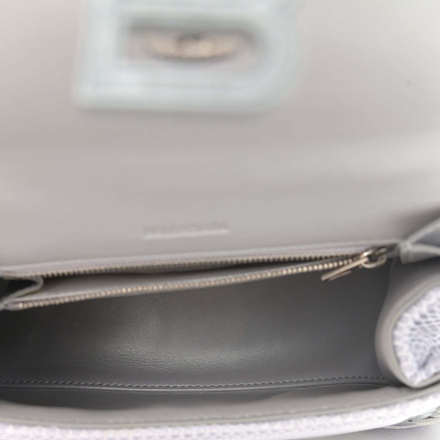 Faux Calfskin Fabric Small Sneakerhead Top Handle Bag Silver