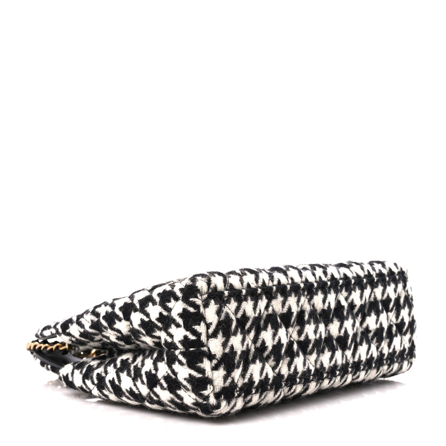 Tweed Houndstooth Quilted Nano Kelly Shopper Black White