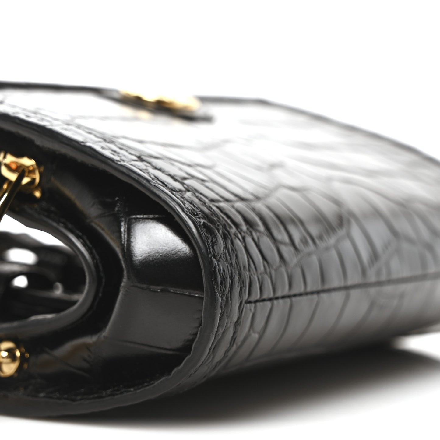 Crocodile Embossed Arm Bag Black