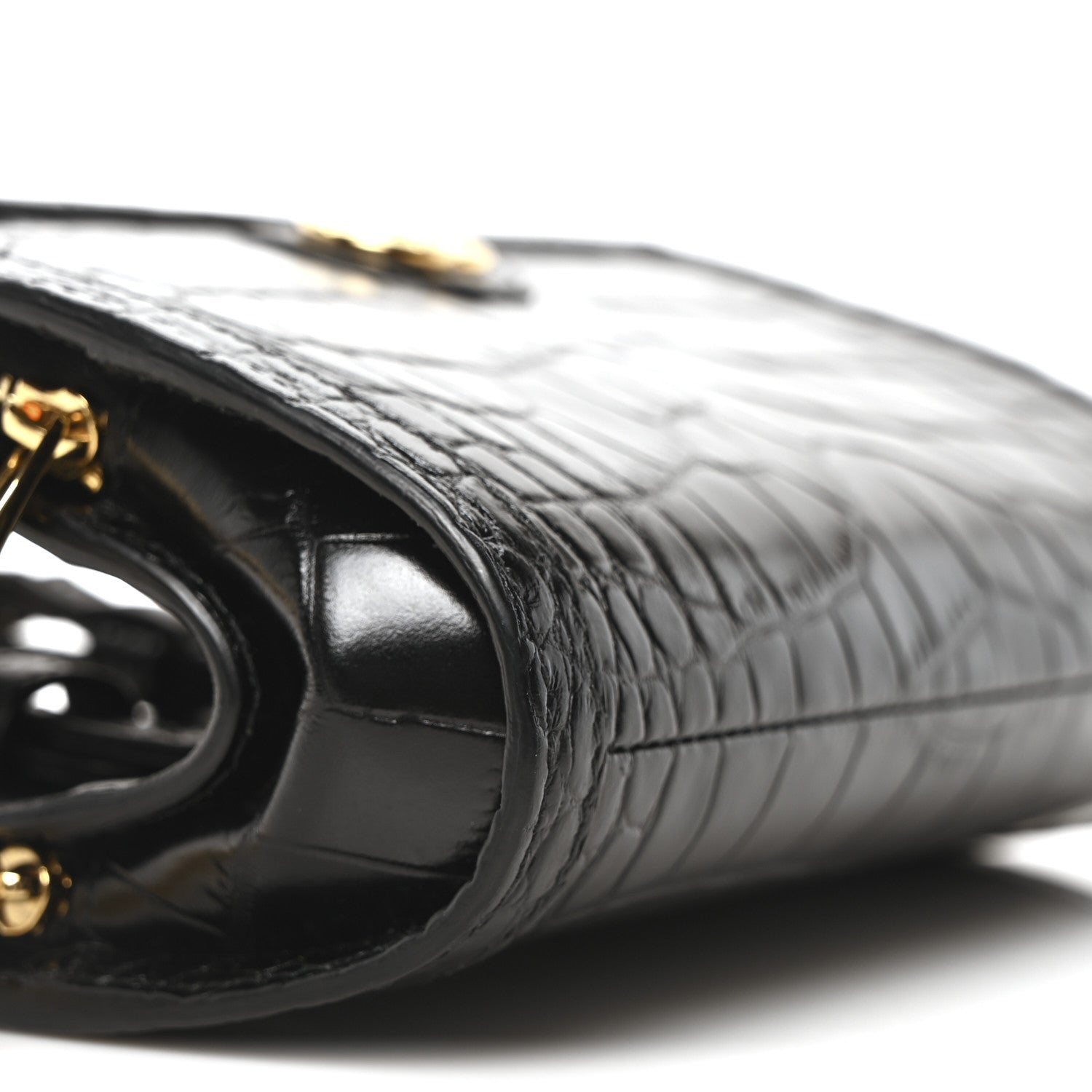 Gucci Crocodile Embossed Arm Bag Black 9 of 10