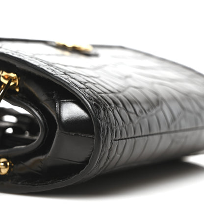 Gucci Crocodile Embossed Arm Bag Black 9 of 10