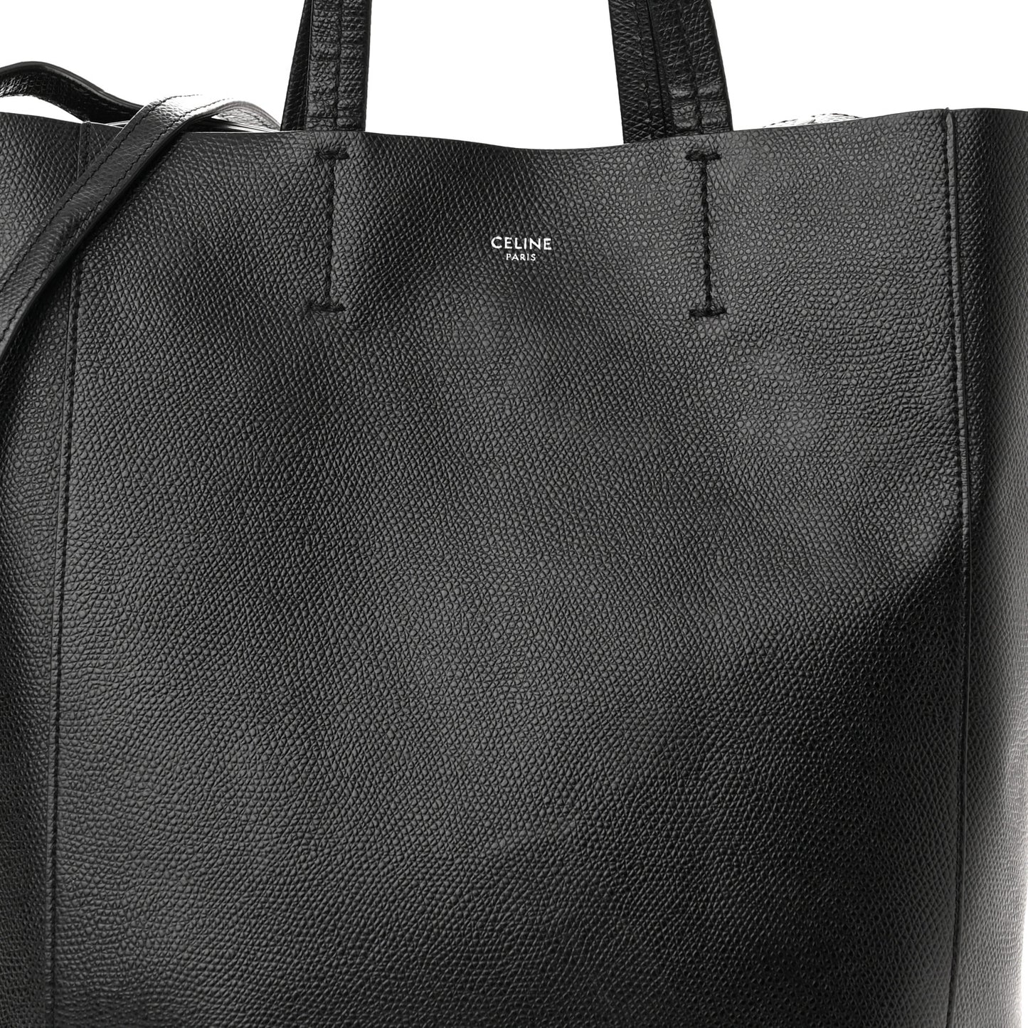 Grained Calfskin Small Vertical Cabas Black