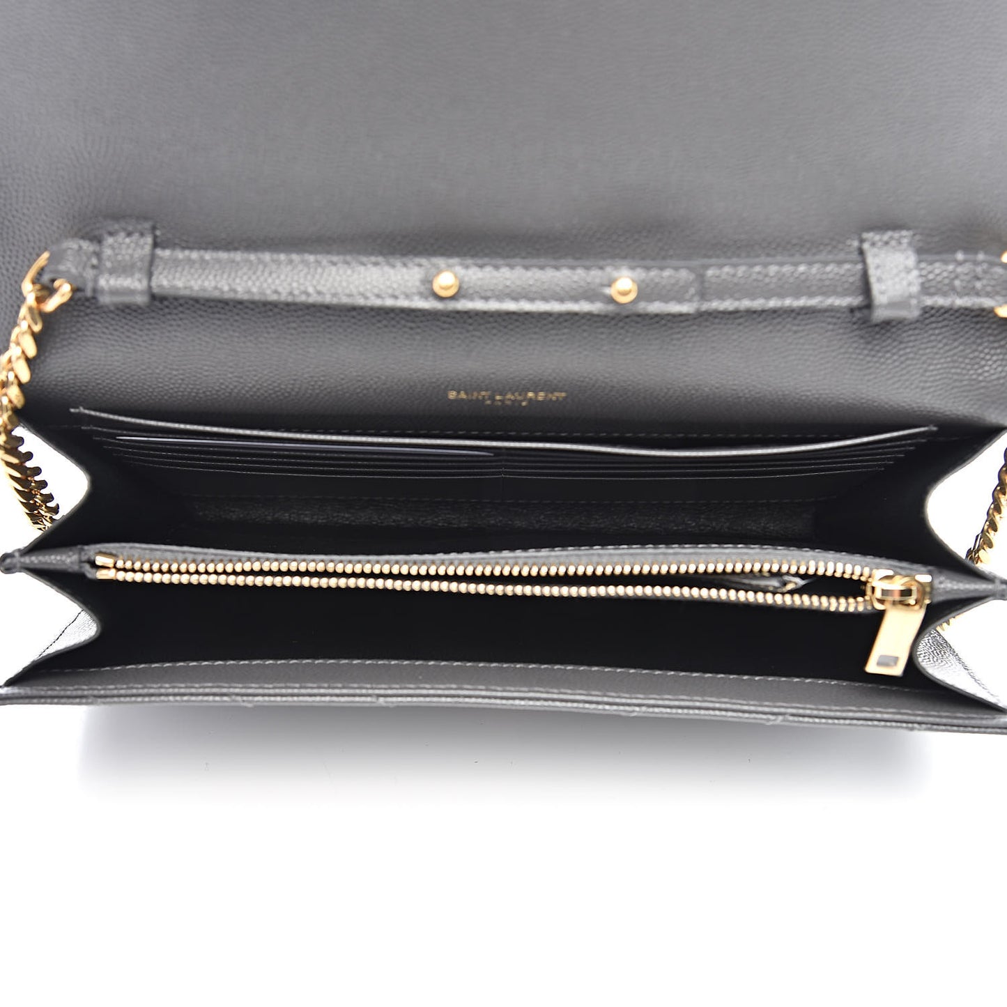 Grain De Poudre Matelasse Chevron Monogram Chain Wallet Earth