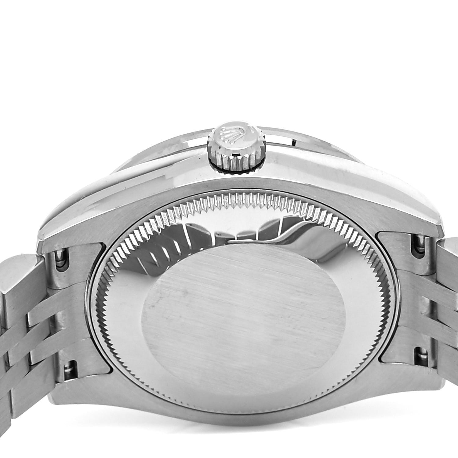 Rolex Stainless Steel 18K White Gold Diamond 31mm Oyster Perpetual Datejust Watch Dark Grey Roman 178384 4 of 5