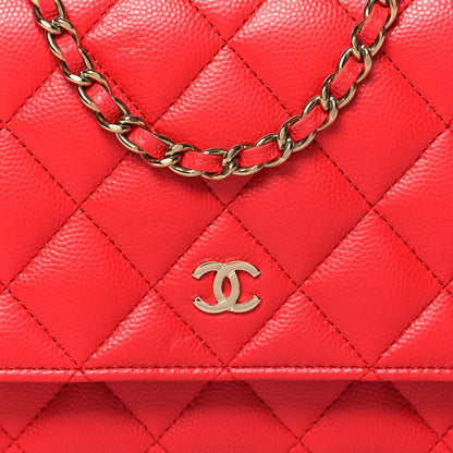 Chanel Caviar Quilted Wallet On Chain WOC Red 9 of 11