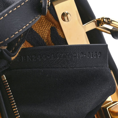 Fendi Vitello King Canvas Chinese New Year Tiger Embroidered Mini Peekaboo Iconic Satchel Black Dark Yellow 7 of 11