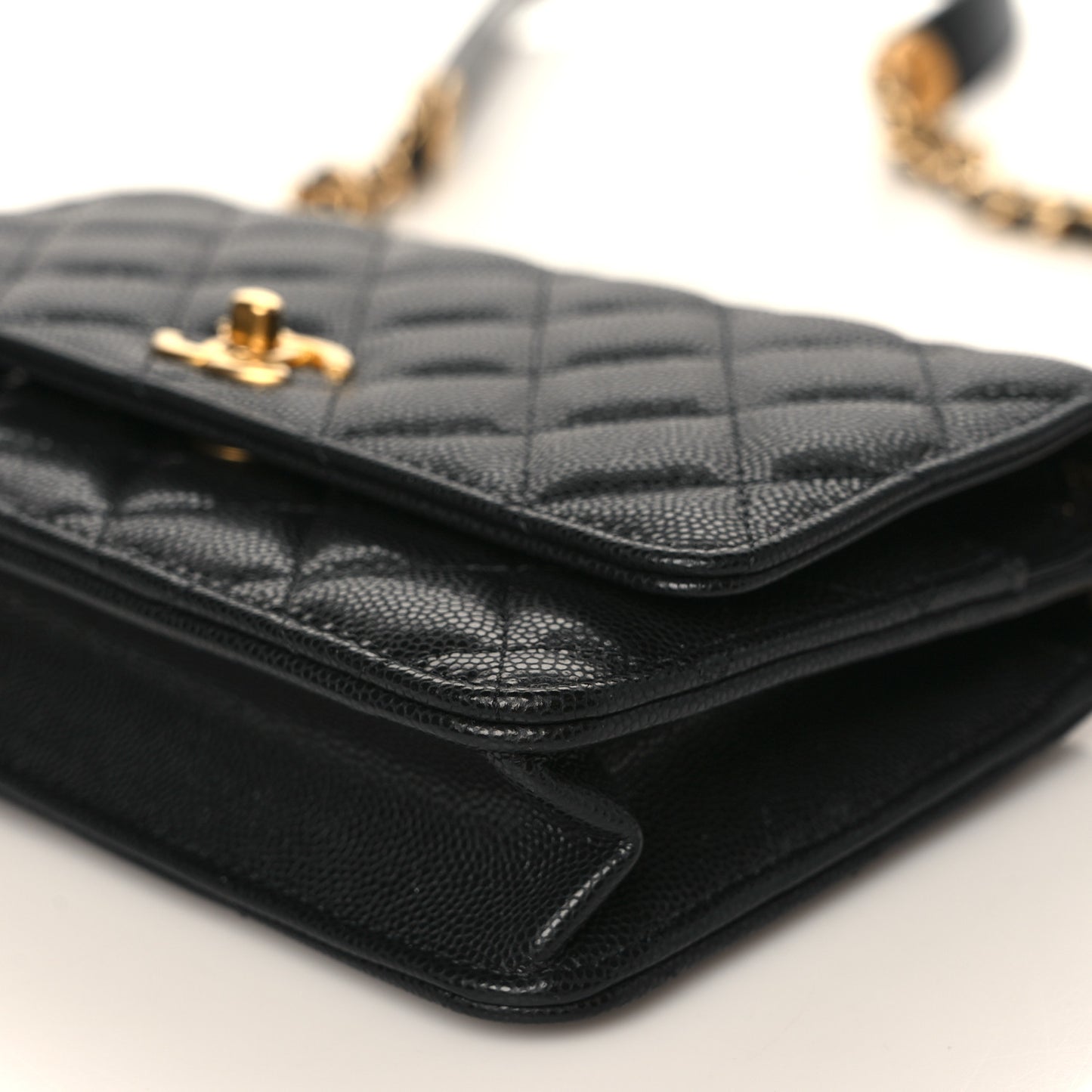 Caviar Quilted Twist Your Buttons Wallet On Chain WOC Black