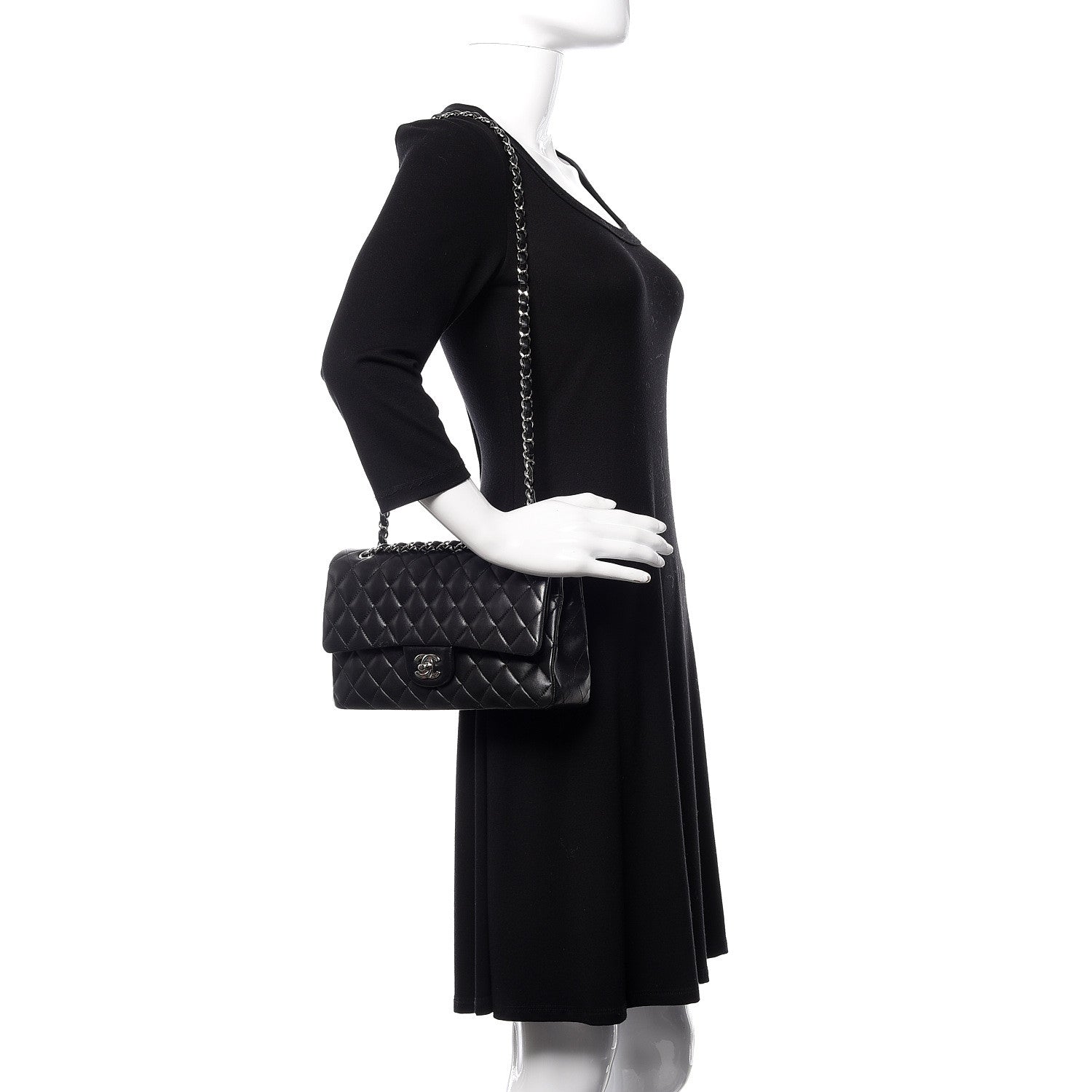 Chanel Lambskin Quilted Medium Double Flap Black 2 of 16