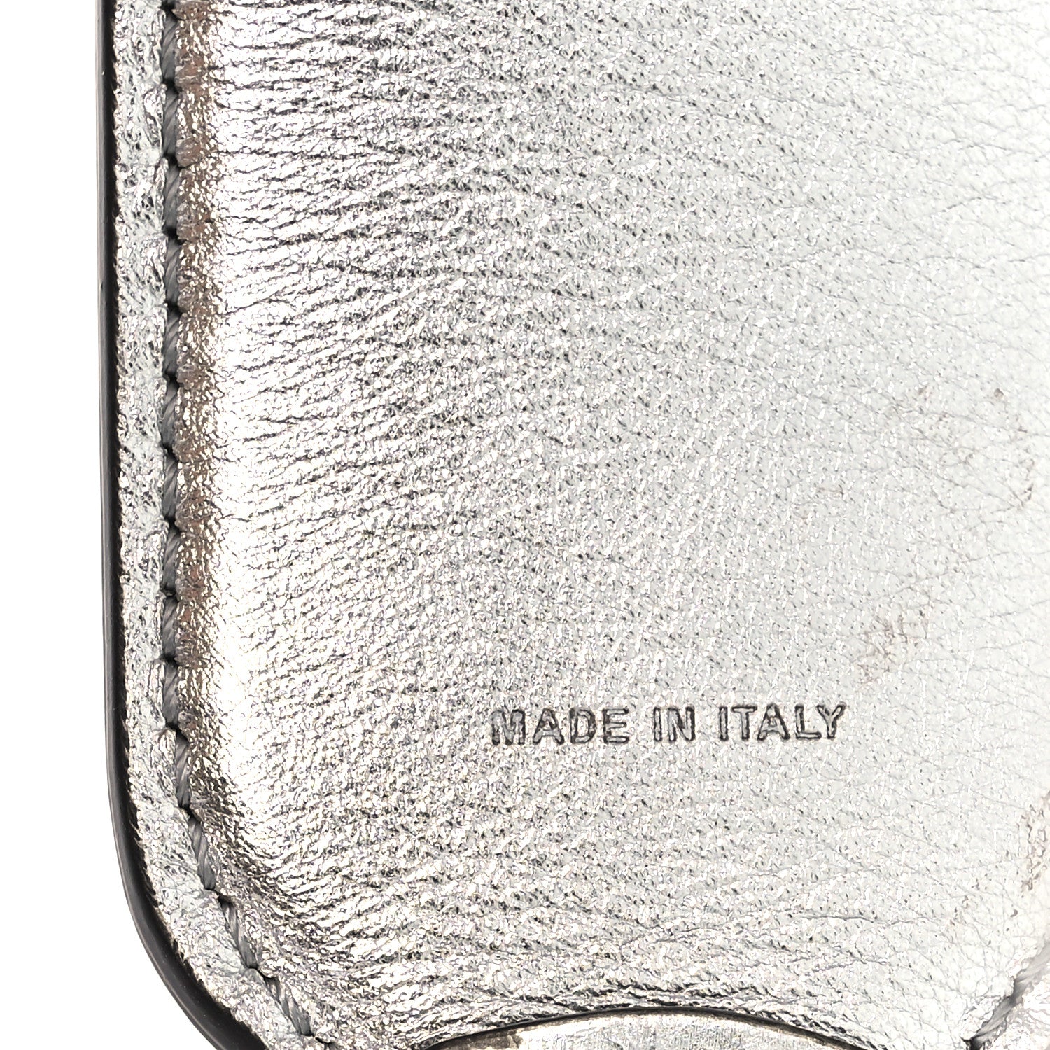 Fendi Vitello Catalan Mirror FF 1974 Embossed Mini Strap You Argento 5 of 6
