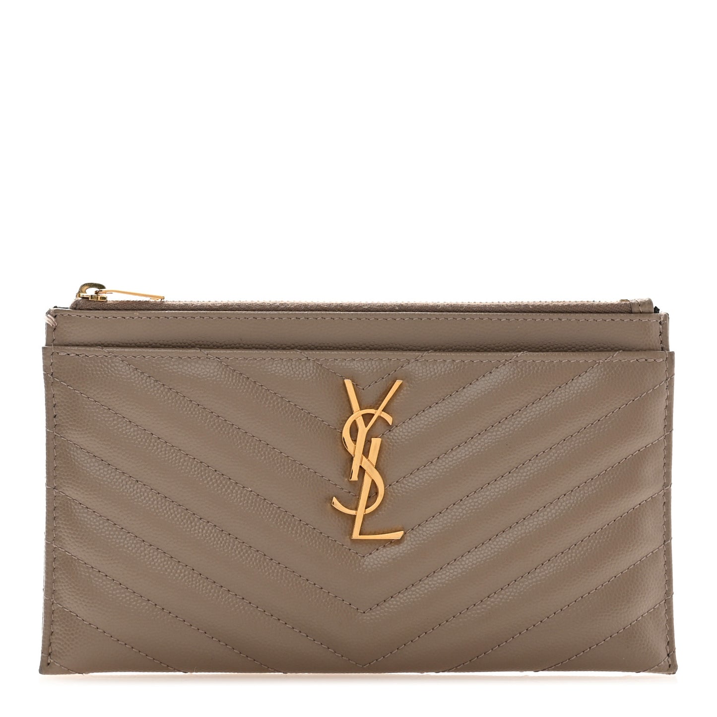 Grain De Poudre Chevron Monogram Bill Pouch Dusty Grey
