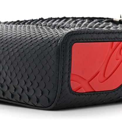 Christian Louboutin Calfskin Snakeskin Embossed Kypipouch Travel Toiletry Case Black 8 of 10