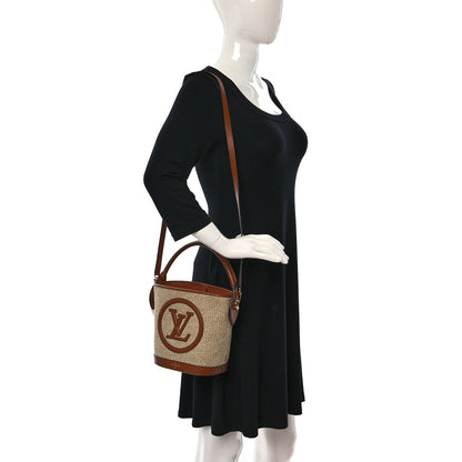 Louis Vuitton Kitted Raffia Petit Bucket Caramel 2 of 8