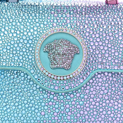 Versace Satin Crystal Studded Mini La Medusa Bag Blue 8 of 10