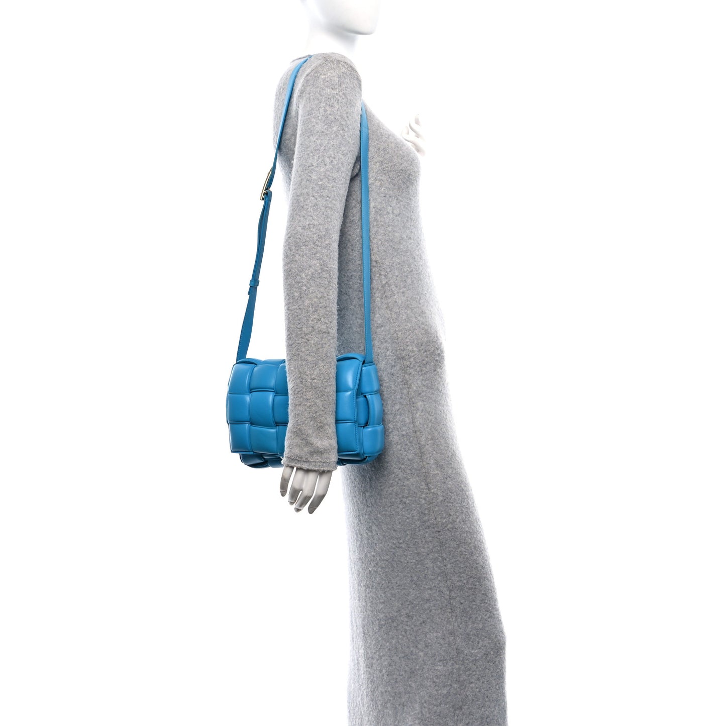 Nappa Maxi Intreccio Padded Cassette Crossbody Bag Pool