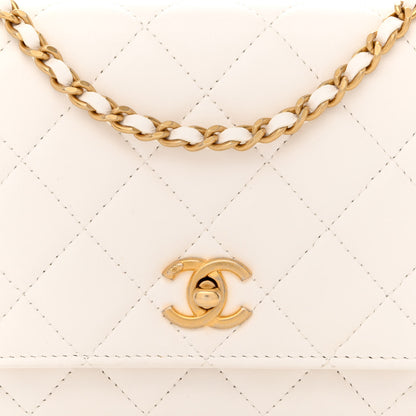 Chanel Lambskin Quilted CC Pearl Crush Wallet on Chain WOC White 9 of 12