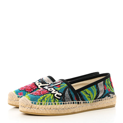 Gucci Tapestry Brocade Blind For Love Espadrilles 37.5 Acquamarine Green Black 5 of 18