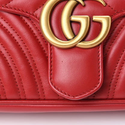 Gucci Calfskin Matelasse Small GG Marmont Shoulder Bag Hibiscus Red 12 of 15