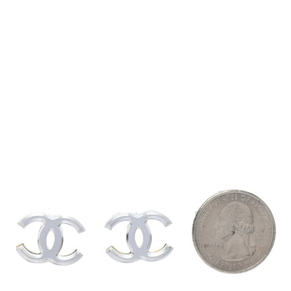 Chanel Resin CC Earrings Silver 2 of 4