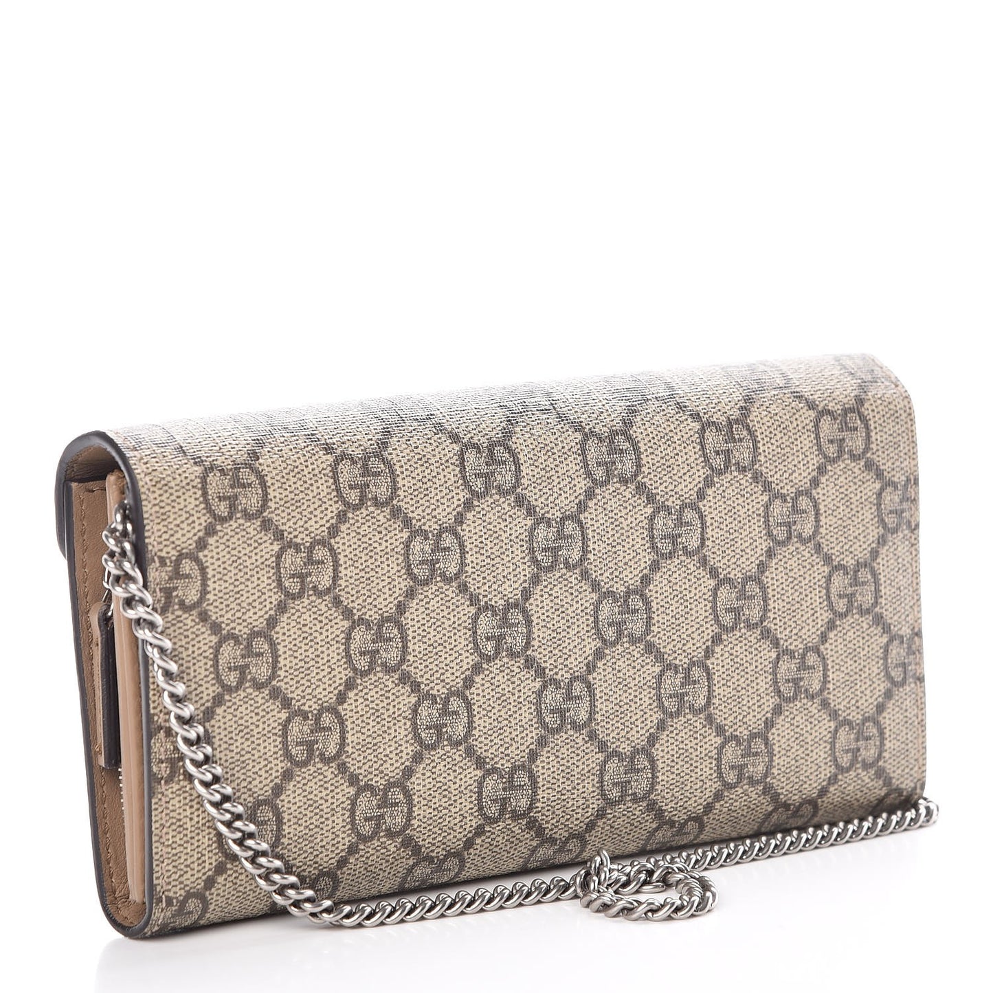 GG Supreme Monogram Dionysus Chain Clutch Wallet Beige Taupe