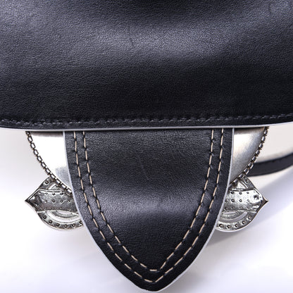 Miu Miu Embossed Lizard Calfskin Crystal Embellished Saint Lucertola Shoulder Bag Black 13 of 14