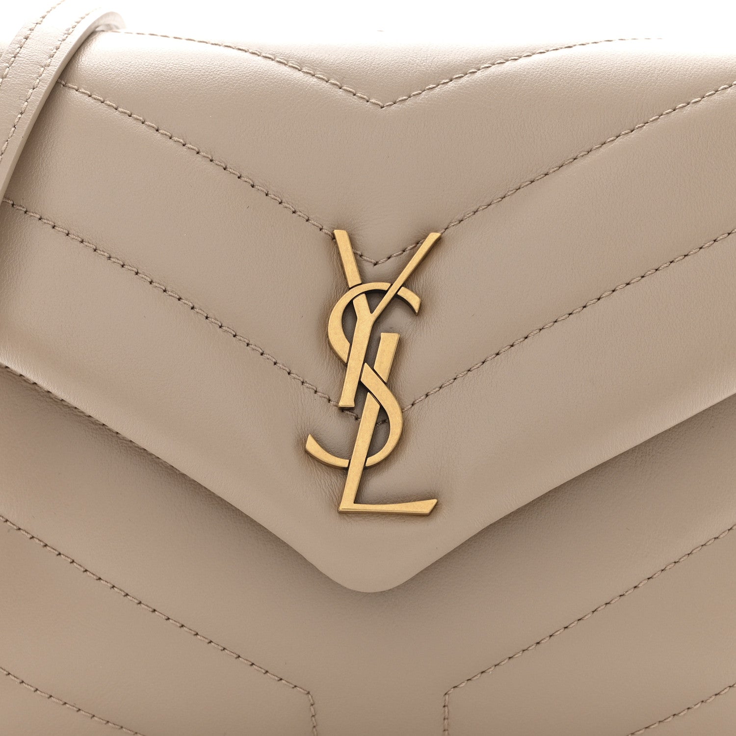 Saint Laurent Calfskin Y Quilted Monogram Toy Loulou Crossbody Bag Dark Beige 8 of 13