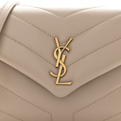 Saint Laurent Calfskin Y Quilted Monogram Toy Loulou Crossbody Bag Dark Beige 8 of 13