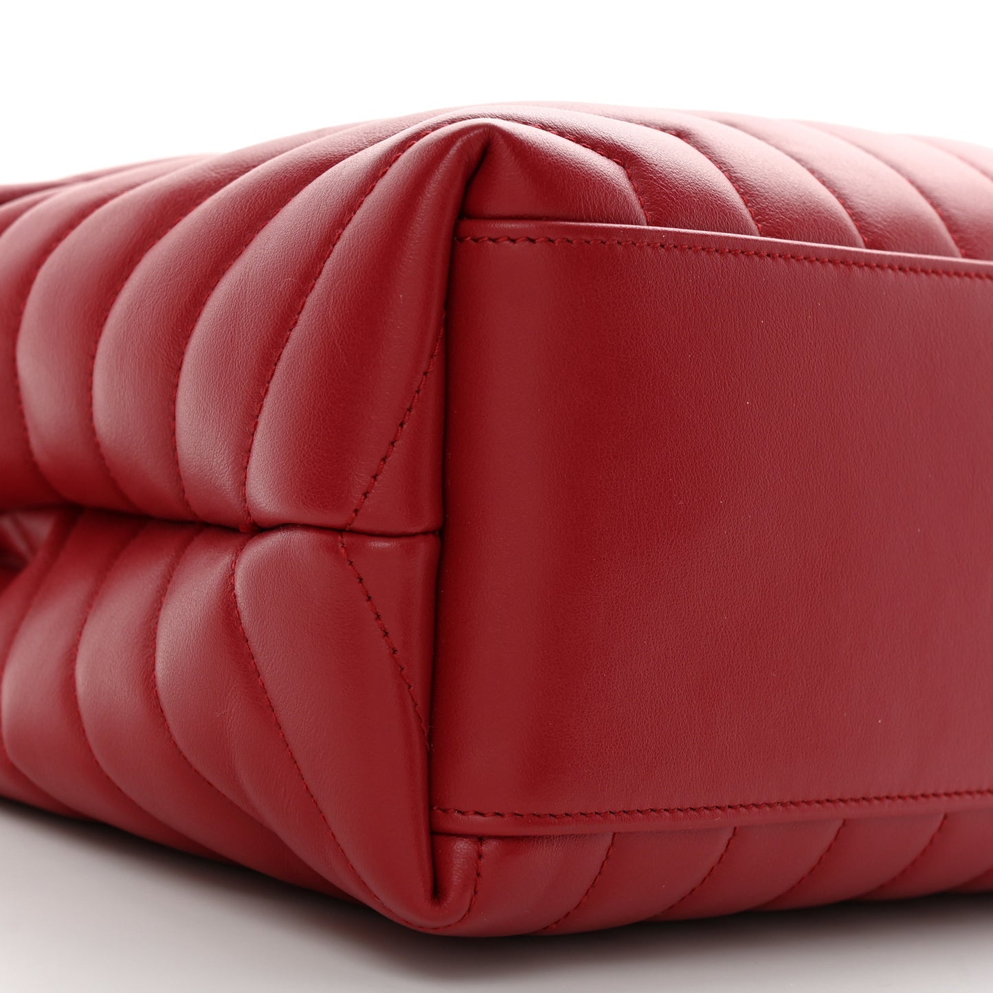 Calfskin Y Quilted Monogram Medium Loulou Chain Satchel Lipstick Red