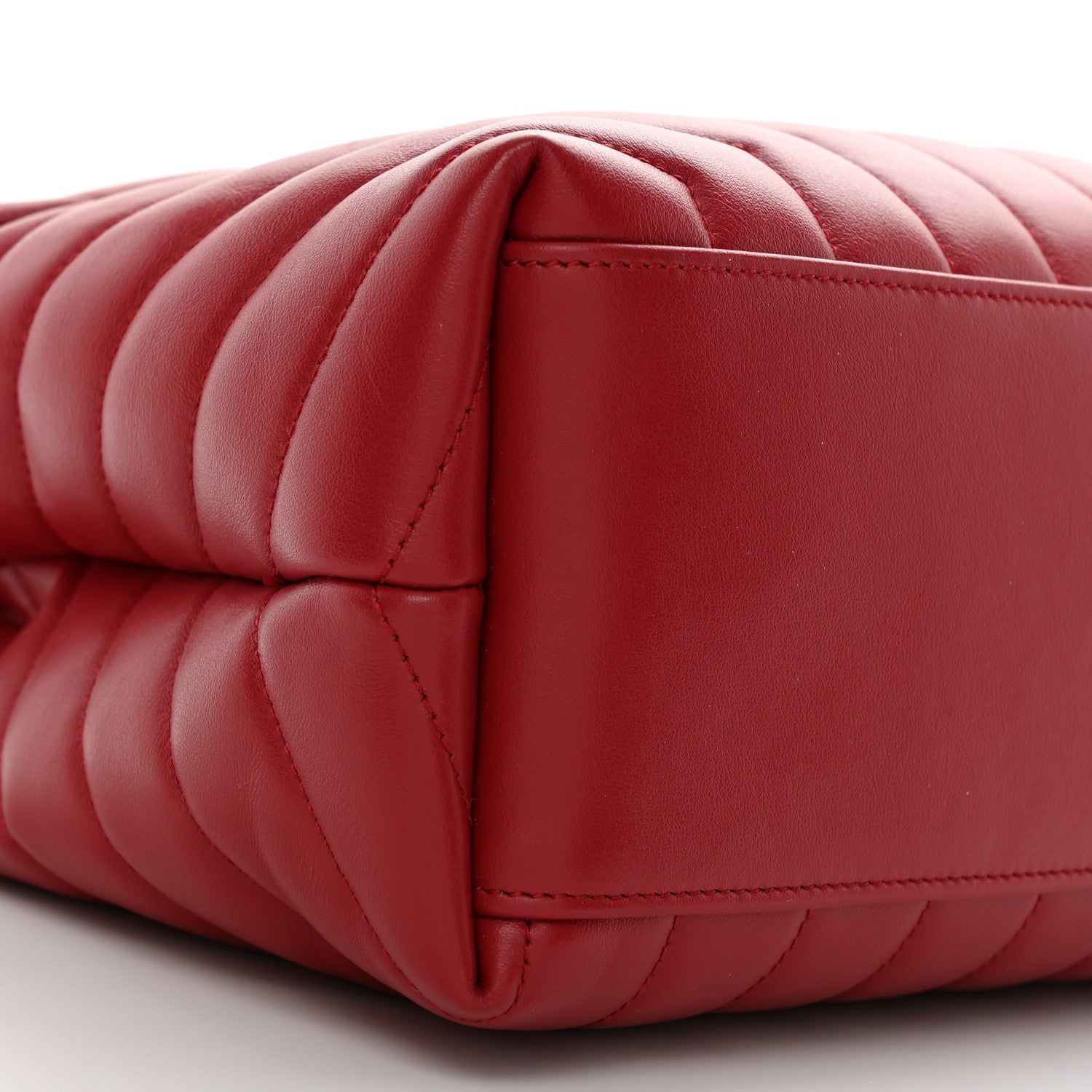 Saint Laurent Calfskin Y Quilted Monogram Medium Loulou Chain Satchel Lipstick Red 9 of 11